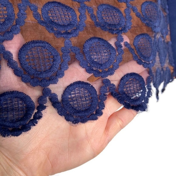 Vero Moda Blue and Orange Lace Overlay Micro Mini Skirt - Picture 3 of 8